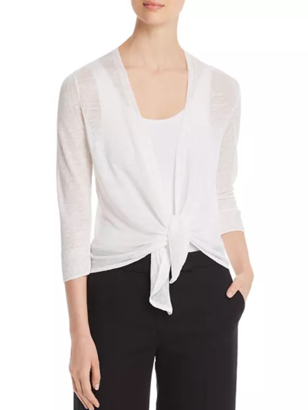 NIC+ZOE Paper-White Lightweight Linen Bend Four Way Cardigan Size XL